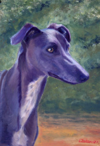 Greyhound in oil painting, Cesar Millan