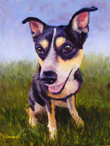 oil painting of rescue dog