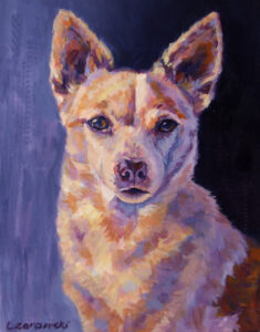 Acrylic painting of chihuahua mix breed dog