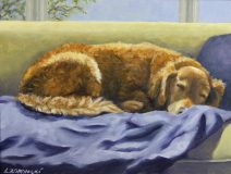 Oil Painting 9" - 12" on Panel - Golden Retriever "After the Swim"